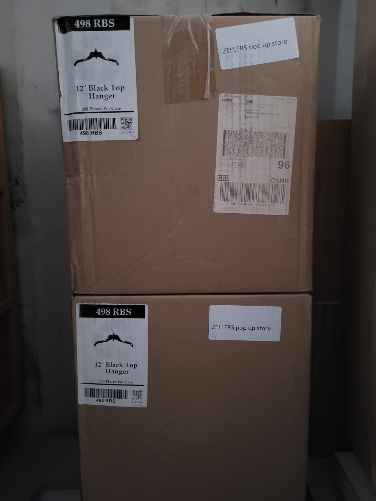 12" Black Top Hangers, per box