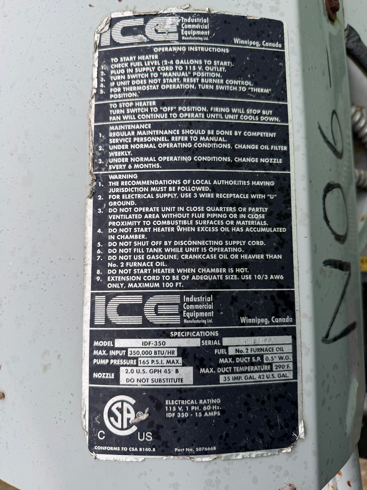 FROST FIGHTER DIESEL HEATER (NEED REPAIR)