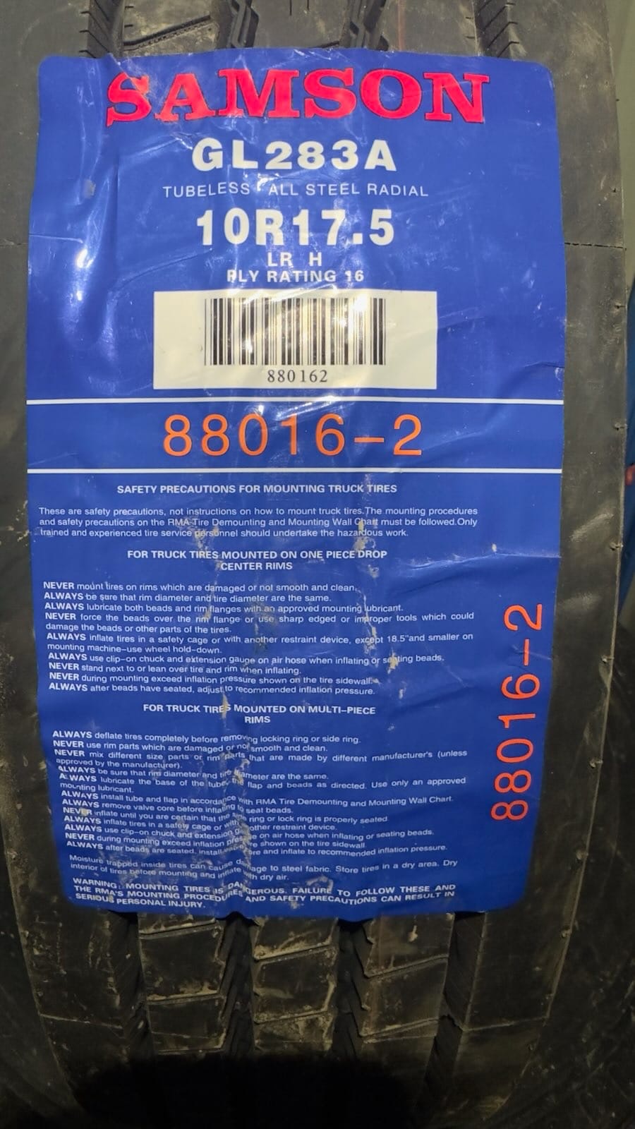 Samson Trailer Tires 10R 17.5, Each